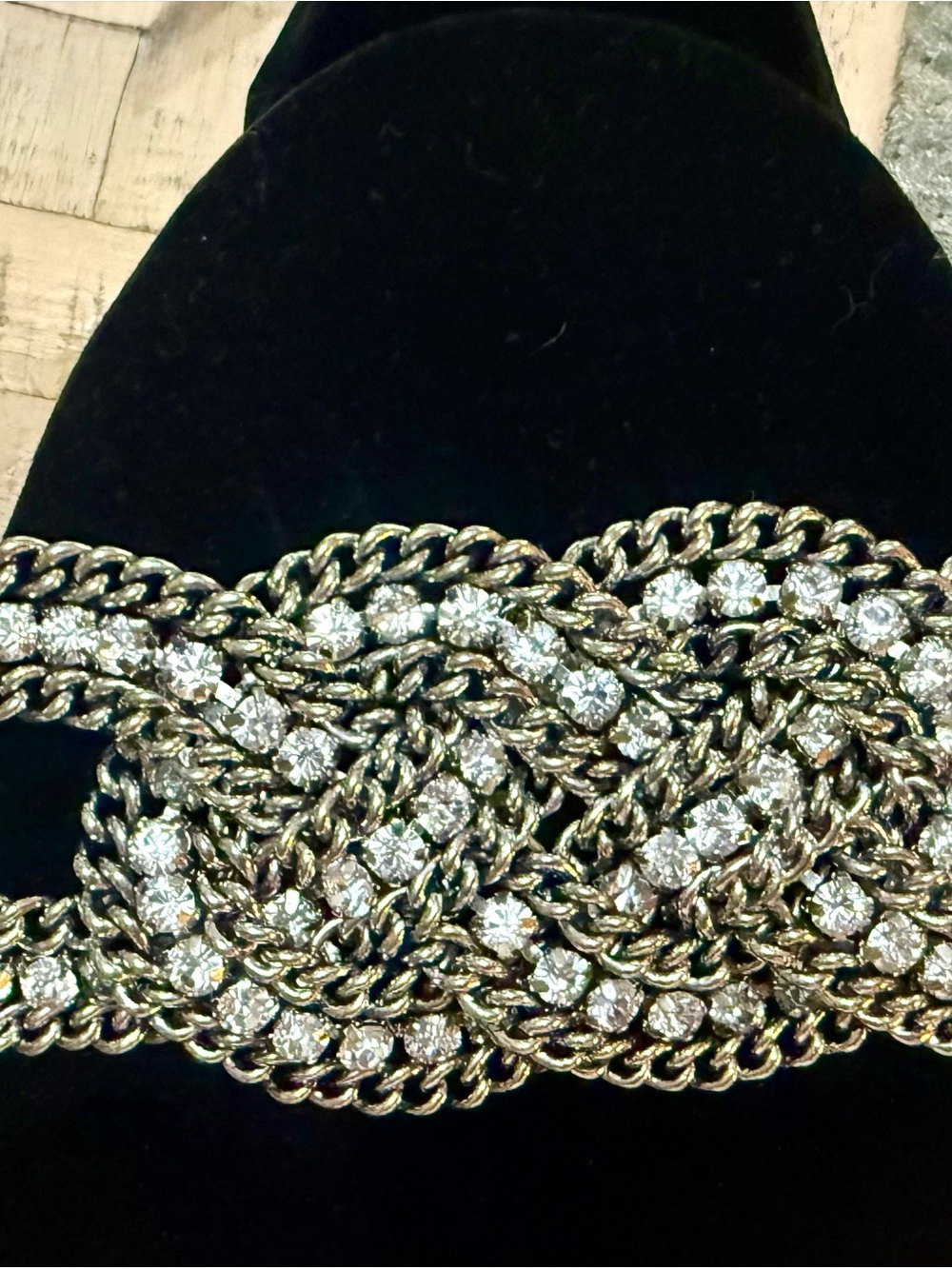 Stella & Dot "Petra" Braided Chain Rhinestone Statement Cuff Bracelet
